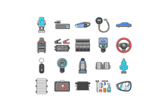 car accessories seat cover icons set vector Product Image 1