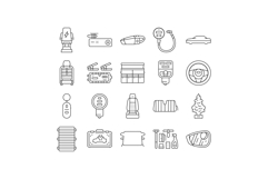 car accessories seat cover icons set vector Product Image 1