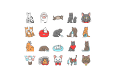 cat breeding genetics cattery icons set vector Product Image 1