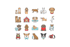 dog breeding genetics pedigree icons set vector Product Image 1