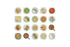 fish dishes icons set vector Product Image 1