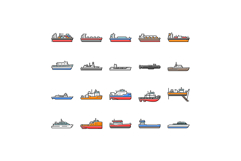 ship cargo maritime navigation icons set vector Product Image 1