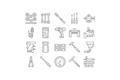 car repair tools wrench icons set vector Product Image 1