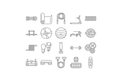 fitness tool dumbbell kettlebell icons set vector Product Image 1