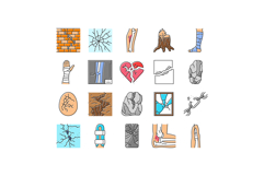 fracture bone break injury icons set vector Product Image 1