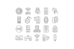 nfc technology contactless icons set vector Product Image 1