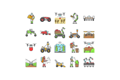 robot harvests automation icons set vector Product Image 1