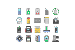 battery technology power electric icons set vector Product Image 1