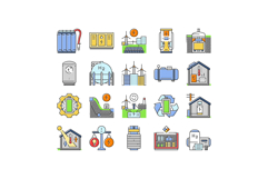 energy storage power system icons set vector Product Image 1