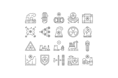 nuclear energy power plant icons set vector Product Image 1