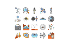 space exploration planet icons set vector Product Image 1