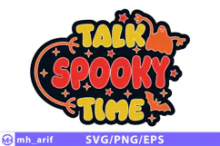 Retro Halloween Talk Spooky Time SVG PNG T-shirt Design Product Image 1