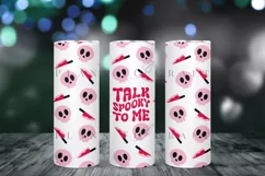 talk spooky to me halloween skinny tumbler sublimation wrap with high resolution and transparant background are for 20oz and 30oz skinny tumbler