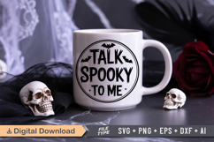 Talk Spooky To Me SVG File | Halloween Round Sign SVG Product Image 5