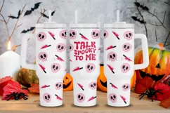 Talk Spooky to Me pink halloween 40oz quencher tumbler sublimation wrap uv dtf wrap SVG high resolution transparent background