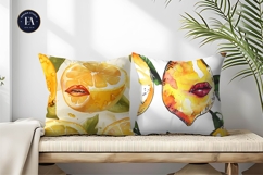 Quirky Talking Lemons Watercolor Cartoon Digital Paper Product Image 2