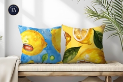 Talking Lemons Funny Watercolor Seamless Digital Paper Product Image 2