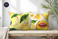 Quirky Talking Lemons Watercolor Cartoon Digital Paper Product Image 2