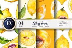 Whimsical Talking Lemons Watercolor Funny Digital Paper Product Image 1