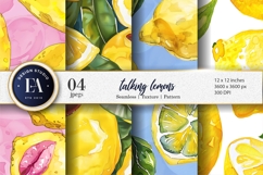 Talking Lemons Funny Watercolor Seamless Digital Paper Product Image 1