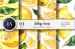 Quirky Talking Lemons Watercolor Cartoon Digital Paper Product Image 1