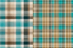 Tan, Turquoise &amp; Teal Plaid Pattern Design, Sublimation Product Image 2
