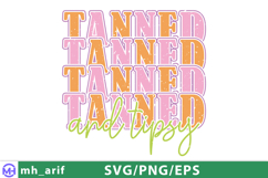 Retro Summer Tanned Tipsy Varsity SVG PNG T-shirt Design Product Image 1