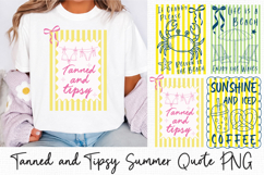 Tanned and Tipsy PNG, Summer Quote Sublimation Product Image 1