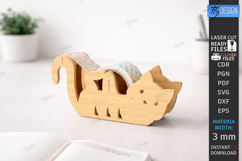 Tape Dispenser Laser Cut | Tape Holder | Cat SVG | Office Product Image 1