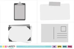 Taped paper note graphic in soft grey neutral colors