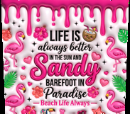 3D Inflated Flamingo Tumbler Wrap PNG Product Image 3