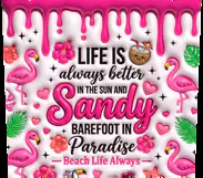 3D Inflated Flamingo Tumbler Wrap PNG Product Image 3