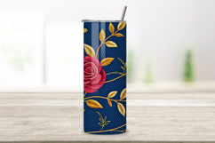 floral pattern, 20oz skinny tumbler, tapered tumbler wrap, straight tumbler design, embroidered rose art, seamless medieval design, seamless tapestry rose tumbler, burgundy floral tumbler wrap, gold thread rose design, medieval embroidery tumbler wrap, 20