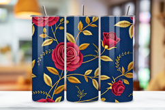 floral pattern, 20oz skinny tumbler, tapered tumbler wrap, straight tumbler design, embroidered rose art, seamless medieval design, seamless tapestry rose tumbler, burgundy floral tumbler wrap, gold thread rose design, medieval embroidery tumbler wrap, 20