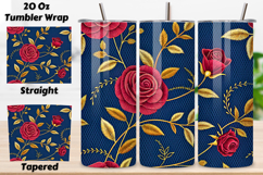 floral pattern, 20oz skinny tumbler, tapered tumbler wrap, straight tumbler design, embroidered rose art, seamless medieval design, seamless tapestry rose tumbler, burgundy floral tumbler wrap, gold thread rose design, medieval embroidery tumbler wrap, 20