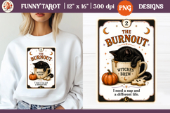 Funny Tarot Cat PNG Sublimation Design | Grumpy Black Cat Product Image 1
