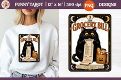 Funny Tarot Cat PNG Sublimation Design | Grumpy Black Cat Product Image 1