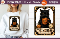 Funny Tarot Cat PNG Sublimation Design | Grumpy Black Cat Product Image 1