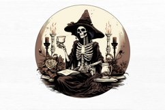 Skeleton Witch Tarot Card Watercolor Sublimation clipart Product Image 7
