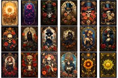 Gothic Floral Tarot card sublimation bundle, skull, flowers Product Image 7