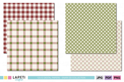 Plaid digital paper bundle with classic red and green tartan designs, great for wrapping, cardmaking, and cozy winter projects.