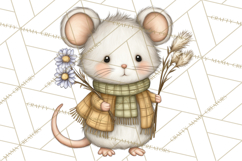 Tartan Scarf Fall Animals Clipart PNG, Cute Autumn Animals Product Image 2