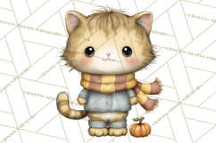 Tartan Scarf Fall Animals Clipart PNG, Cute Autumn Animals Product Image 3