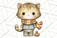 Tartan Scarf Fall Animals Clipart PNG, Cute Autumn Animals Product Image 3