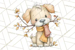 Tartan Scarf Fall Animals Clipart PNG, Cute Autumn Animals Product Image 4