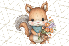 Tartan Scarf Fall Animals Clipart PNG, Cute Autumn Animals Product Image 5
