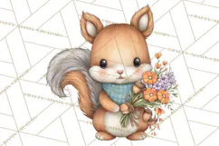 Tartan Scarf Fall Animals Clipart PNG, Cute Autumn Animals Product Image 5