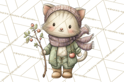 Tartan Scarf Fall Animals Clipart PNG, Cute Autumn Animals Product Image 2