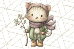 Tartan Scarf Fall Animals Clipart PNG, Cute Autumn Animals Product Image 2