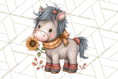 Tartan Scarf Fall Animals Clipart PNG, Cute Autumn Animals Product Image 4